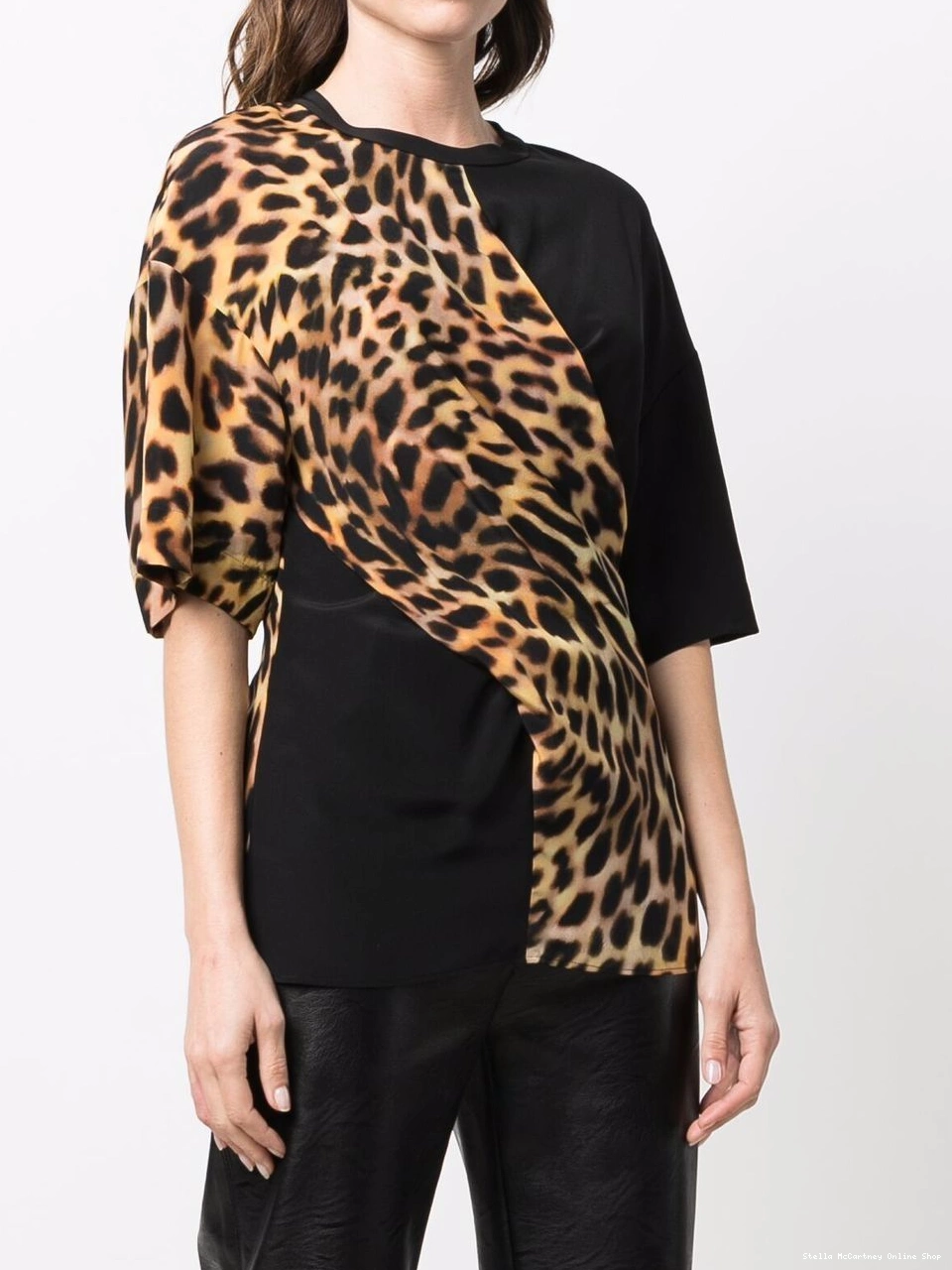 Cheap panel McCartney print cheetah T-shirt Women Stella 0427
